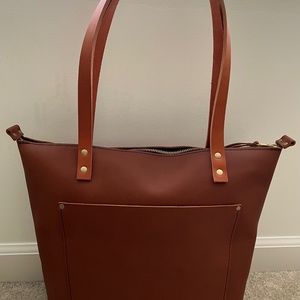 NEW Portland Leather Goods medium Honey zip tote